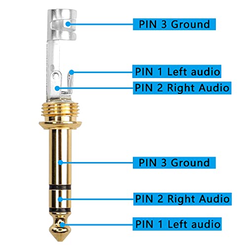Conector estéreo 6.35mm TRS chapado en oro 2 pack miniatura 2