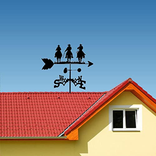 Garden Wind Vanes,Retro Weather Vane,Rooftop Wind Vanes,Outdoor Weather Vane Decoration,Wind Direction Indicator,Wind Vane Garden Patio Decoration ( Color : Three Cowboys , Size : 55Cn*33Cm ) #TOP6