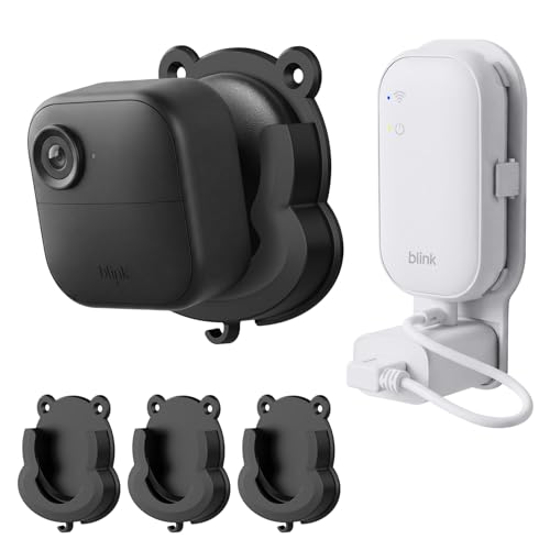3 Pack No Drill Blink Camera Mount with Sync Module Mount for Blink Outdoor 4/ 2K+/ Outdoor (3rd gen) Cameras/ Mini/ Mini 2/2k+, Outlet Wall Mount No Messy Wires Space-Saving Bracket with Short Cable