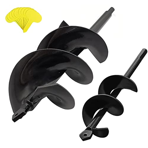 2Pcs Auger Drill Bit For Planting 3"X12"&1.6"X9" Garden Auger Spiral Drill Bit Bulb Planter Auger Post Hole Digger Garden Spiral Hole Drill Planter Soil Auger Planting Auger For Hex Driver Drill #TOP21