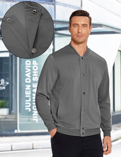 COOFANDY Men's Casual Lightweight Jacket Baseball Letterman Snap Button Jacket4