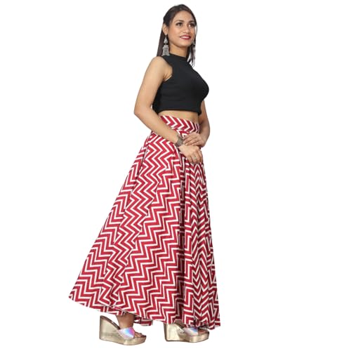 Image of JYESHTA Women's American Crepe Flared A Line Stitched Long Skirt with 12 Mtr Flare 40 in Height | Skirts for Women Long Length | Long Skirts for Girls