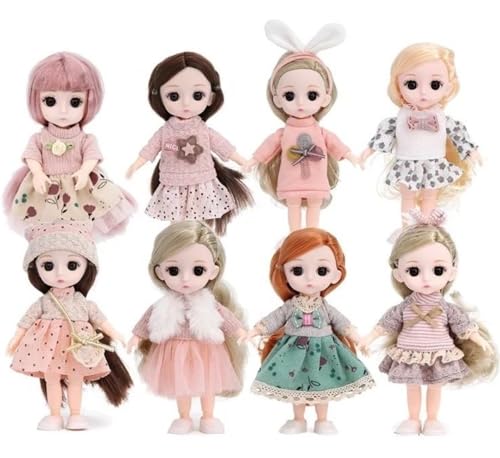 TOYS LAND Walala Mini Fashion Doll for Girls,16 cm Jointed Doll with Hand Bag, Changeable Outfit, Soft Body and Fine Hair, Birthday Gift for Kids and Toddlers Age 3+ Years Old