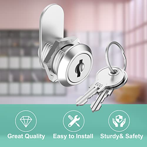 6 Pack Premium Cabinet Cam Locks, Keyed Alike 5/8 Inch Cam Lock Set, Secure Files Drawers Mailbox Rv Camper Door Tool Box, Zinc Alloy #TOP2