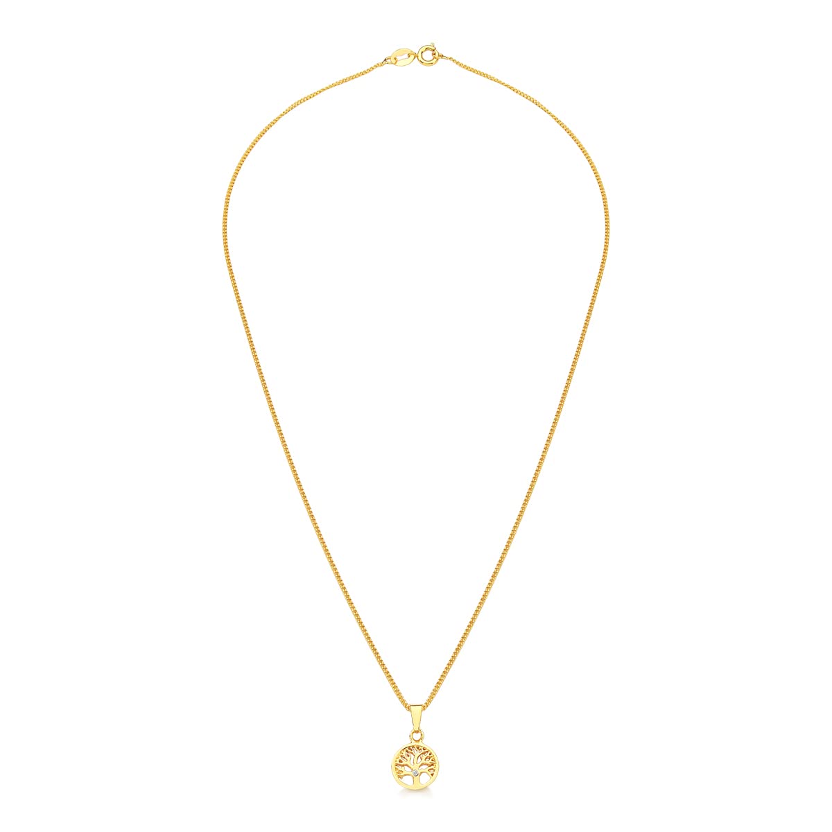 CRACCO18k Gold Plated Necklace With Pendant of Tree of Life in Zirconia, Hypoallergenic Gold Plated Necklace, Women for Necklace