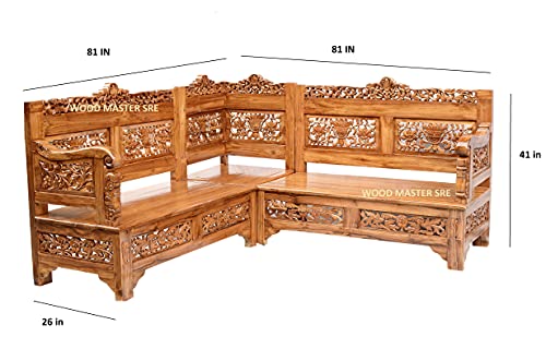 Image of Luxury Wooden Teakwwood Five Seater Sofa Set for Living Room (Honey Brown) Solid Wood Outdoor Chair 5 Seater Sofa | (15)
