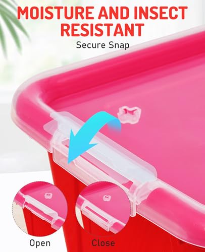 Image of GAMENOTE 6 Quart Stackable Plastic Storage Bins with Lids, 6 Pack, Colorful