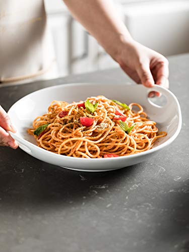 Porcelain Serving Platter with Handles Serving Bowl Set for Noodles 11.93-inch Porcelain Platter Set Large Dinner Plate for Meat, Salad Set of 2 White - Thumbnail 3