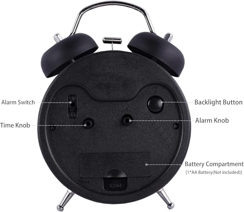 Image of HOME SKILL Alarm Clock for Heavy Sleepers Loud Clock for Adults, Table Clock with Backlight Alarm Clocks for Students Decoration Bedroom /Office (Black Luminous)