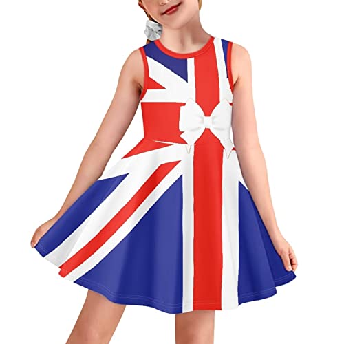 INSTANTARTS Girls Tank Dresses Stretch Round Neck Swing Midi Dress Lightweight Knee Length Skater Dress