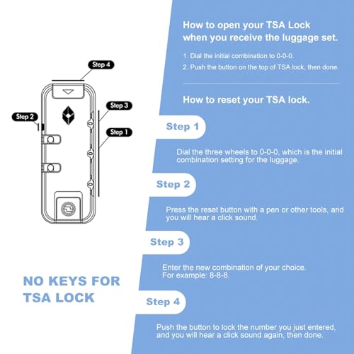 Light Blue 3 Piece Luggage Set with Wheels & Lock - Lightweight ABS Suitcases (20/24/28) for Travel4