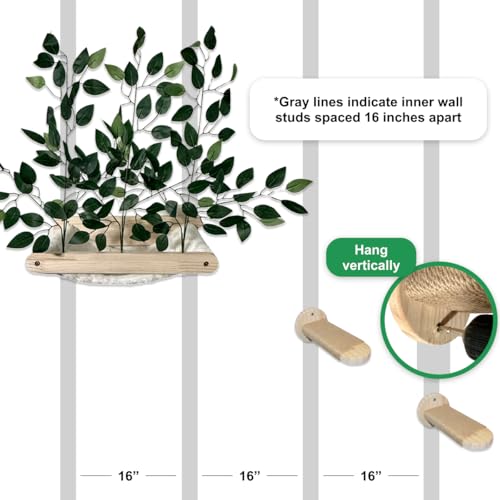 Rede para gatos montada na parede com 2 degraus – Prateleiras de madeira para gatos que economizam e