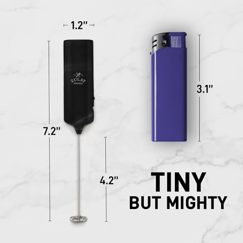 Image of Mini & Mighty Milk Frother Wand - Powerful Handheld Coffee Frother, Battery Operated Drink Mixer - Compact Pocket Size - Detachable Whisk for Latte, Cappuccino, Matcha, Hot Chocolate
