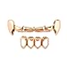 Produktbild LIE Hip Hop Zähne Gold überzogene Grills Set Vampir Oben und unten hohlen Stil Zähne Kappen Grills für Holleween Geschenk eine Größe passt (Farbe : Roségold)