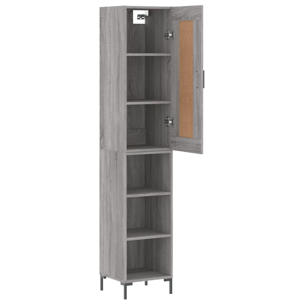 Sonoma - Armario de madera (34,5 x 34 x 180 cm), color gris
