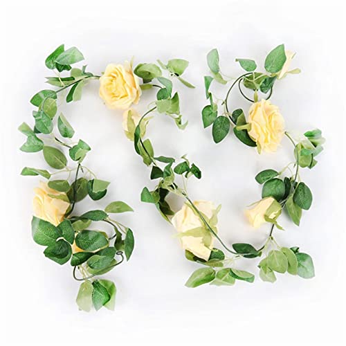 Générique Guirlande De Noël Fleurs Artificielles Rose Ivy Vigne Décoration De Mariage Real Touch Chaîne De Fleurs en Soie Maison Suspendue Guirlande Fête De Mariage Décor 2m Guirlande