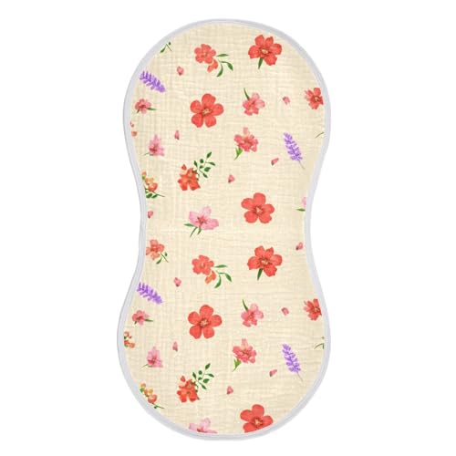 2 Pack Baby Burp Cloths, Soft Absorbent Burping Cloths for Babies, Cotton Milk Spit Up Rags, Large Size for Newborns, Baby Boys and Girls (Small Flower Pattern)2
