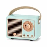MONTY SOUL Mini Cassa Bluetooth Retrò 5W, Altoparlante Portatile HiFi 360°, Radio FM, Microfono Integrato, Supporto Scheda TF, USB e AUX, Batteria Ricaricabile 400 mAh (HM11) (Menta)