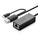 UGREEN Adaptador Micro USB OTG y USB a Ethernet 100Mbps, Conector USB Móvil Android Tableta OTG a Internet RJ45 LAN para Nvidia Shield, Nexus Player, RKM Mk802IV, Chromecast 2, Galaxy Tab S2 etc