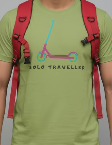 Image of Solo Traveller Unisex T-Shirt | Regular Fit Round Neck Casual Cotton Tee for Men & Women Olive Green