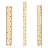 3 Pack Wooden Ruler 12 inch 8 inch and 6 inchs 2 Scale Measuring Rulers with Centimeters & Inches Metric Straight Edge Linear Measurement Ruler Drafting Tools for School, Classroom, Home, and Office