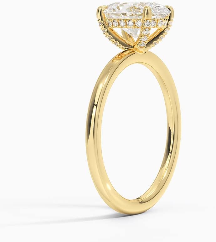 1-3.0 Carat Oval Moissanite Solitaire Hidden Halo Engagement Ring with Accents Lab Created Diamond In 14k White Yellow Rose Gold For Women,D-VVS1 Promise