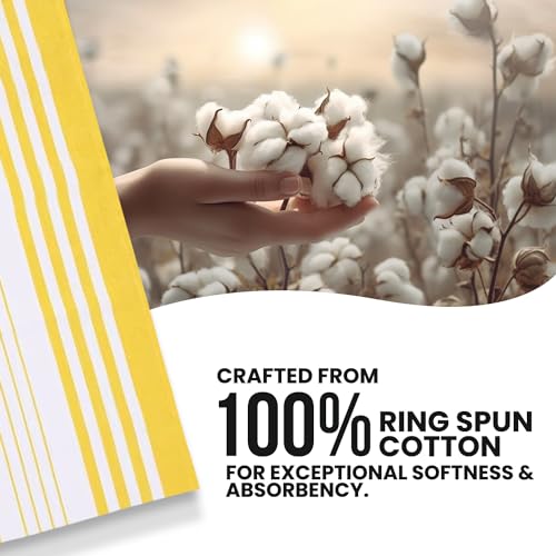 Stripe Kitchen Towels Decor Mordern Design Centreband Dish Towels Boho Stripe Absorbent Festive Gift Set of 6 Pantry Reusable Kitchen Dish Towel|Easter Spring Decor 18x28 in | Yellow - Image 5