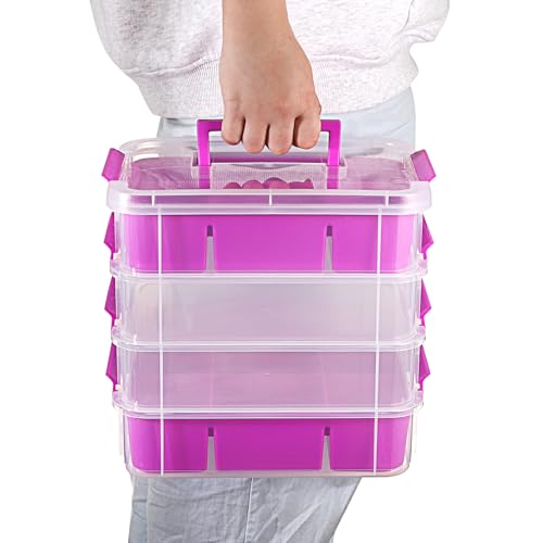 JUXYES 4-Tiers Plastic Stack Carry Storage Containers Box wih Handle Lids by JUXYES - Used condition - Image 8