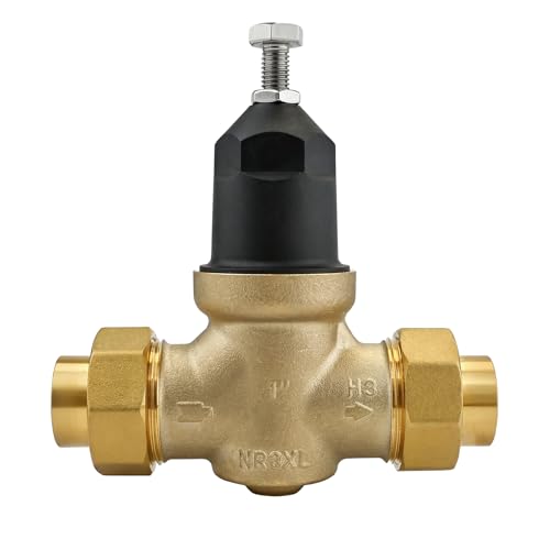 1 NR3XLDU Bronze Water Pressure Reducing Valve 1-NR3XLDU with Double Union FNPT Connection Has a Built-in Stainless Steel Filter Screen No Lead Water Pressure Regulator for Home & Commercial Use