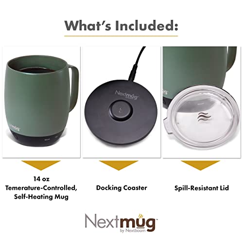 Nextmug - Temperature-Controlled, Self-Heating Coffee Mug (Sage - 14 Oz.) #TOP2
