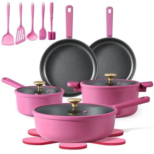 CAROTE Non Stick Pots and Pans Set, Cookware Sets Nonstick, Kitchen Cooking Set with Stay-Cool...