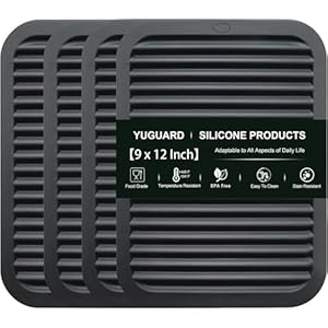 Trivets for Hot Dishes 4 – Pack Heat Resistant Pot Holders for Kitchen | Non – Slip Hot Pads for Hot Pots, Pans & Quartz Countertops | Black Kitchen Silicone Mats