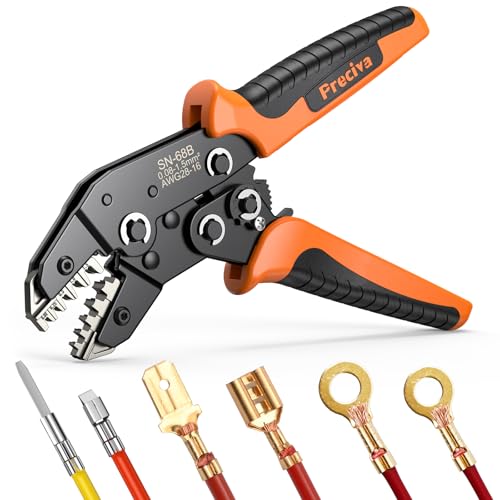 Crimpzange Dupont + Flachsteckhülsen 2 in 1 Crimpwerkzeug für Dupontstecker (0 08-1 mm) und Flachstecker (0 5-1 5 mm) - Einteiliges Set
