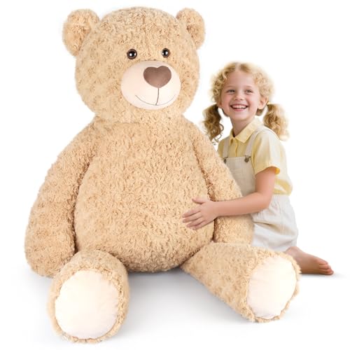 SuzziPals 43 inch Giant Teddy Bear Stuffed Animal, Lifelike Stuffed Animals for Stress Relief & Companion, Extra Soft Fluffy Big Plushies Hugging Pillow, Jumbo Teddy Bears Gifts for Kids Adults