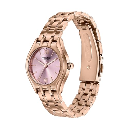 Image of Sonata Poze 8 Quartz Analog with Pink Dial IP Rose Gold Stainless Steel Strap Watch for Women - SP80168WM01W