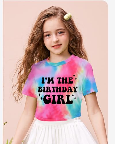 DDSOL Birthday Girl Shirt Tween Girls Birthday Crop Top Short Sleeve Tshirts for Teen Girl 6-14 Years2