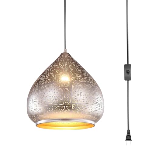 Image of Sliver Pendant Light Plug-in Hanging Lamp fixtures Nordic Style