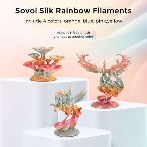 Image of Sovol 3D Printer Silk Shiny Gradient Multicolored Fast Change Rainbow PLA 1kg (2.2 lbs) Spool 3D Printing Materials, Dimensional Accuracy + /- 0.03 mm, 1.75 mm, Pink Rainbow