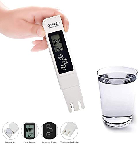 EONHUAYU Digital pH Meter Digital Water Quality Tester High Accuracy TDS Tester Water Purity Temperature Meter For Drinking Water Industry Household Drinking (White)