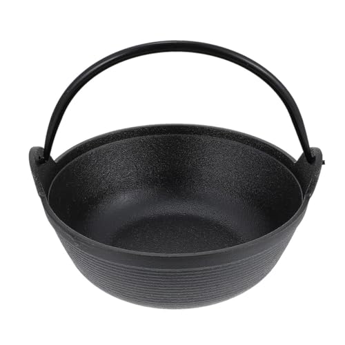 GALPADA Cast Iron Cauldron Pot 7.48 in Non Stick Camping Soup Pot with Handle for Stews Outdoor Picnic Cookware for Kitchen Use and Family Gatherings