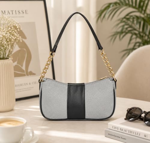 Image of Colorblocked Shoulder Bag for Women with Adjustable & Detachable Sling Strap | Stylish Crossbody & Shoulder Purse | Lightweight Daily Use Handbag for Office, Travel & Casual