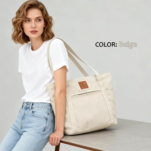 Image of Womens Shoulder Handbags Heavy Duty Canvas Work Tote Retro Bucket Bag