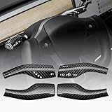 T-carbon 4PCS Real 3K Carbon Fiber Gear Shift Cover,Steering Lever Cover Gear Lever Compatible with Tesla Model 3 Model Y 2017-2024 Interior Protection Lever Cover Accessories, Black