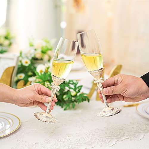Sziqiqi Wedding Toasting Flutes Enamel Champagne Glasses for Mr. and Mrs, Bride and Groom Champagne Flutes Set of 2 for Engagement, Bridal Shower, Wedding Reception, Anniversary, Birthday