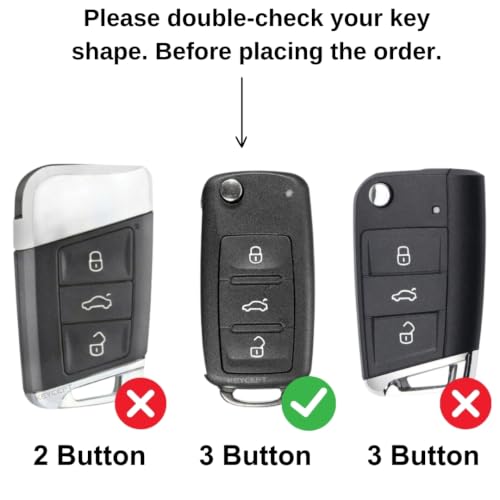 Image of KEYCEPT Premium 3 Button Remote flip Key Shell Compatible for Skoda Octavia, Laura, Superb, Fabia, Rapid, Polo, Vento, Jetta, Ameo, Passat. (Metal Armor)