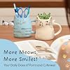 Bico Cartoon Cat Coffee Mugs Set of 4, Cute Ceramic Mugs with Unique Cats Faces, Stoneware Coffee Tea Mug Gifts for Cat Lovers, Women and Men, Microwave and Dishwasher Safe (10 oz)