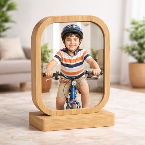 Image of Rangoli Wooden Photo Frame 13 x 9 cm (130 x 90 mm) with Base 93 x 42 mm Decorative Personalized Picture Frame for Home Decor Gift. D-7