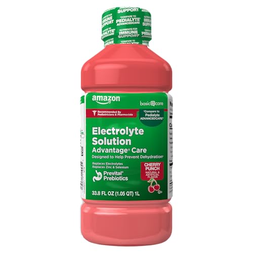 Amazon Basic Care Electrolyte Solution Advantage Care with PreVital Prebiotics, Cherry Punch,...