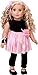 Showtime - 5 Piece Outfit - Black Unitard, Pink Tutu Skirt, Ballet Slippers, Corsage, Hairpiece - Clothes Fits 18 Inch Dolls (Doll Not Included)
