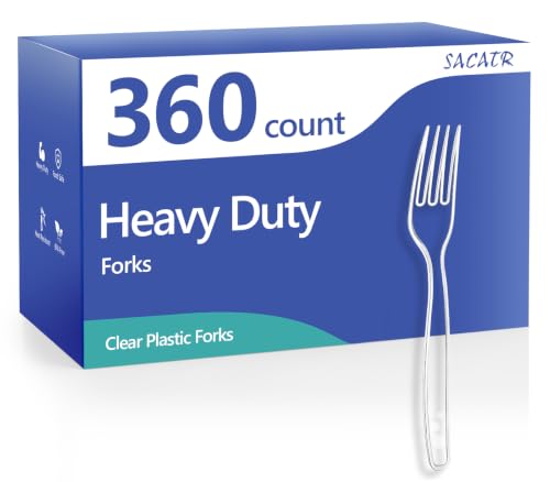 SACATR 360 Count Clear Plastic Forks Heavy Duty